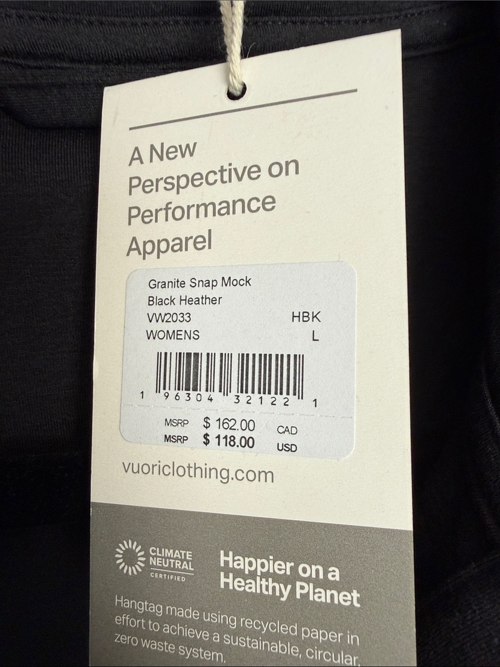 Vuori Black Heather Granite Snap Mock Pullover - Picture 2 of 6